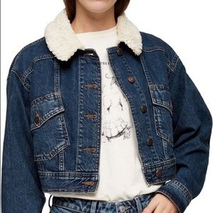 Topshop Cropped Sherpa Jacket